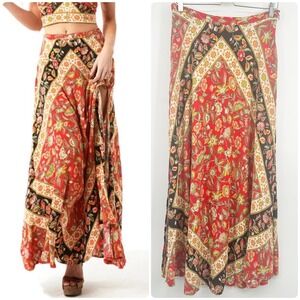 Spell Womens Lolita Split Floral Paisley Boho Festival Gypsy Maxi Skirt Size M